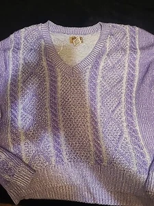 Vintage Y2k Mudd Girls Sweater Youth Medium Purple / White - Picture 1 of 5