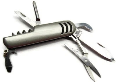 Cuchillo de bolsillo de acero inoxidable multiherramienta con 6 herramientas Tijeras y hoja de 2 1/4" Foto 1 de 4