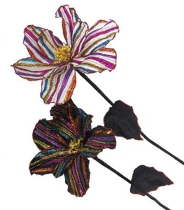 Juego de 2 tallos de flores brillantes de tela a rayas de 27" de Katherine's Collection - Imagen 1 de 1