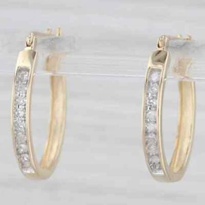 0.24 CT Round EF VS/SI Lab Grown Diamond Women's Hoop Earrings 14K Yellow Gold - Picture 1 of 7