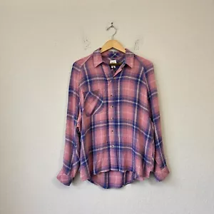 NWT BDG Keanu Button-Down Shirt Womens Sz S Pink/Blue Plaid "Flannel" Western - Picture 1 of 12