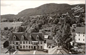 1940s ISLAND POND, Vermont RPPC Postcard "Bird's-Eye View" Richardson Photo - Picture 1 of 2