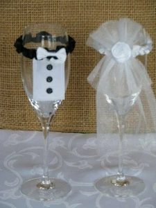 2er Set Braut und Bräutigam Sektglas Deko Hochzeit Trauung - Bild 1 von 2