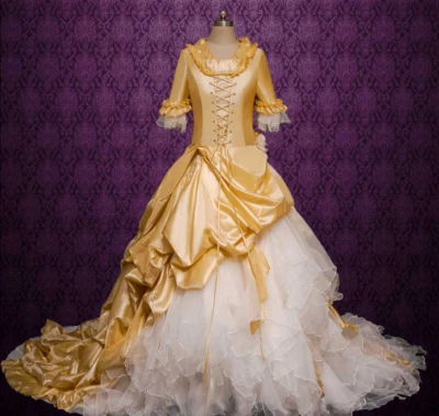 Vestidos de novia vintage de princesa estilo victoriano años 60 amarillo satinado vestidos de novia Foto 1 de 4