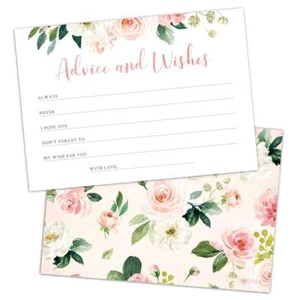 Set Of 50 Advice And Wishes Cards Double Sided Floral Cards For The Bride And Gr - Picture 1 of 8