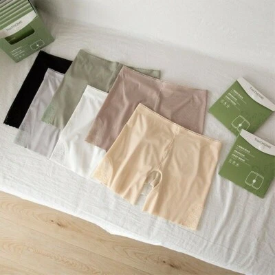 Women Safe Shorts Elastic Pants Lace Safety Panties Ice Silk Underpants - Image 1 of 4