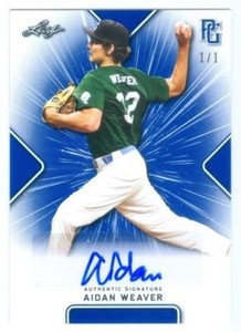 AIDAN WEAVER "BLANK BACK AUTOGRAPH CARD /1" LEAF PERFECT GAME NATIONAL 2021