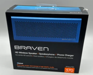 Braven Monaco Blue HD Wireless Bluetooth Speaker Speakerphone Phone Charger 570 - Photo 1 sur 6