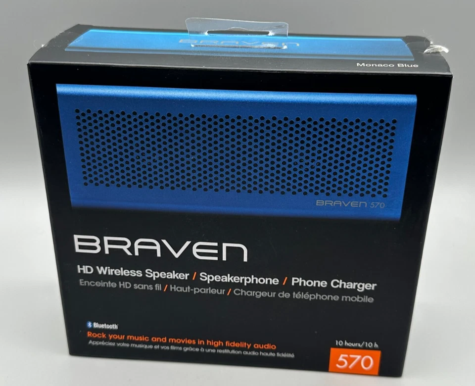 Braven Monaco Blue HD Wireless Bluetooth Speaker Speakerphone Phone Charger 570 - Image 1 of 4