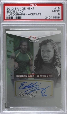 2013 SAGE Next Acetate Auto /10 Eddie Lacy #15 PSA 9 MINT Rookie Auto RC - Image 1 of 2