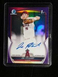 2023 Bowman Chrome Joe Stewart 1st Autograph Purple Refractor 243/250 LA. Angels - Picture 1 of 3