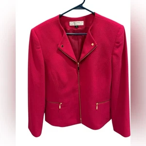 Tahari Arthur Levine Blazer Jacket Pink Moto Women's Long Sleeve Lined Size 12 - Picture 1 of 3