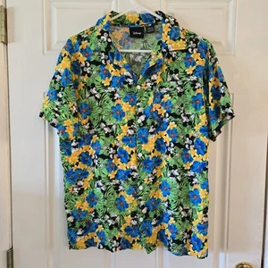 Disney Mickey Mouse Hawaiian Floral Aloho Shirt Size Medium Beach Vibes Hawaii - Picture 1 of 7