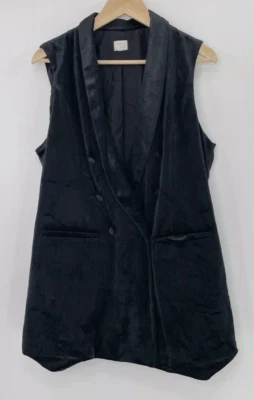 A New Day Terciopelo Cuello Negro Sin Mangas Botón Largo Boho Ver Medidas Foto 1 de 4