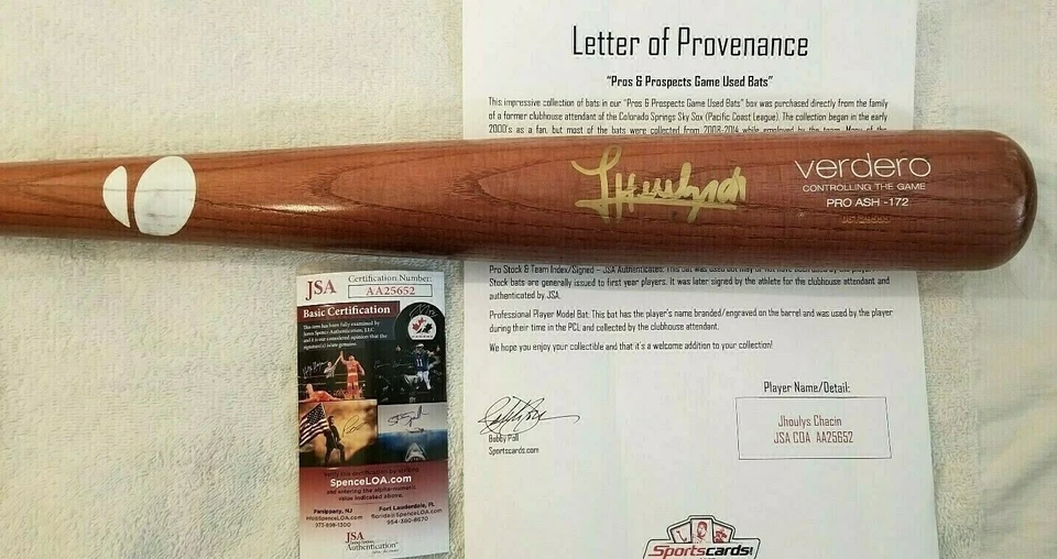 JHOULYS CHACIN AUTOGRAPH GAME USED BAT COLORADO ROCKIES / BREWERS JSA COA - Image 1 of 4