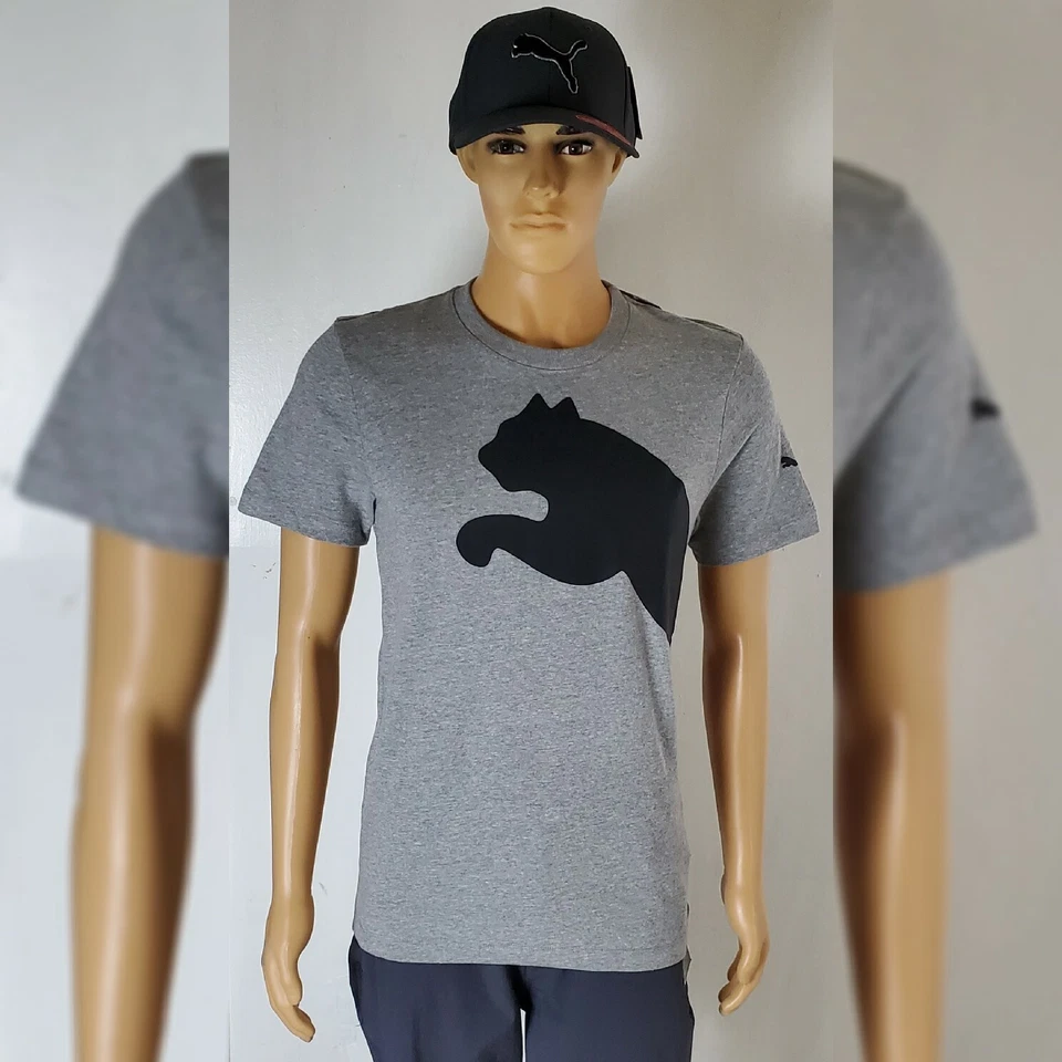 PUMA OVERSIZED CAT LOGO TSHIRT MENS SHORT SLEEVE CREW NECK SIZE 2XL GREY HEATER
