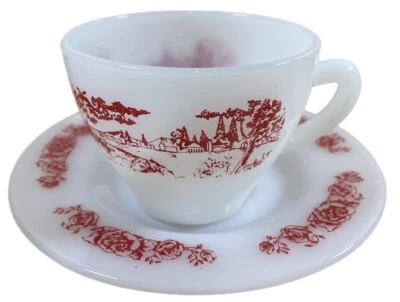 Taza de café y platillo vintage RIGOPAL INDUSTRIA ARGENTINA Fire King-like Foto 1 de 4