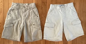 Lot of 2 Old Navy Boys Adjustable Waist Cargo Shorts - Khaki - 8 Slim EUC - Picture 1 of 9