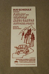Bus Schedule between Fresno & Sequoia/Kings Canyon Nat. Parks - 1975 - Picture 1 of 2