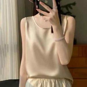 Neu ärmelloses Damen-Tanktop 100 % reine Seide Singlet Bluse weiches Trägertop - Bild 1 von 36