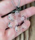 Sterling Silver Crystal snowflake pendant necklace 30” Box Chain Italy