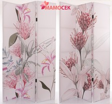 SEPARE' PARAVENTO LEGNO tela Fiori DIVISORIO MEDICO parete vetrine Shabby h180