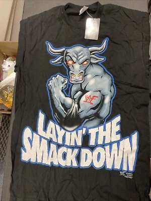 Винтажная футболка WWF The Rock M «Layin The Smack Down» Braaha Bull Wrestling WWE - Изображение 1 из 4