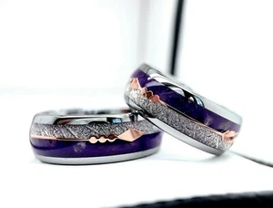 Lila Steinring, Herren lila Ring, Ehering, seine und ihre Versprechen Ringe - Bild 1 von 8