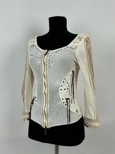 Y2K Vintage Tricot Chic Cerniera Waffle Top - Foto 1 di 12