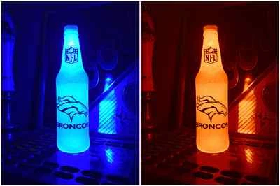 Ingressos NFL Denver Broncos Football 12 oz garrafa de cerveja luz LED bar homem placa - Imagem 1 de 3