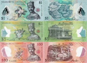 Brunei 2011 Set 3 piezas 1+5+10 ringgit - Polímero - Pick 35-37 UNC - Imagen 1 de 1
