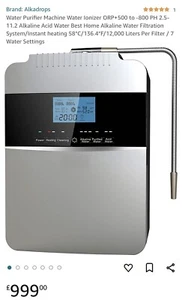 Máquina ionizadora purificadora de agua alcalina ORP-800 PH2.5-11.2 12000L calentador instantáneo - Imagen 1 de 8