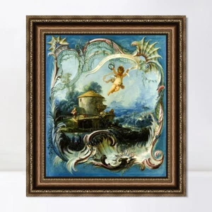 Gerahmtes Leinwandbild Eine pastorale Landschaft überragt von Amor von Francois Boucher - Bild 1 von 11