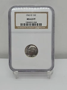 1963 D Roosevelt Dime MS63 FT Full Torch NGC 1868453-044 - Picture 1 of 4