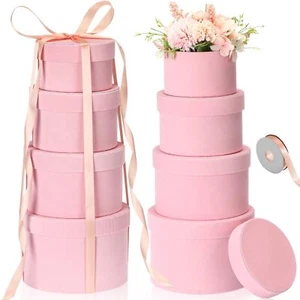 8 Pcs Round Gift Boxes with Lids for Presents Velvet Nesting Gifts Box Arrang... - Picture 1 of 7