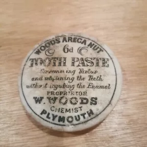 Antique Woods Areca Nut Tooth Paste Ceramic Pot Lid - Picture 1 of 11