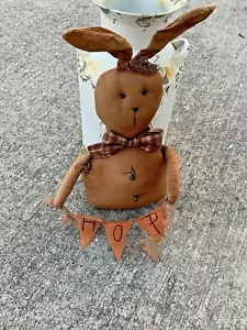 Vintage primitivo MR HOP carota striscione Peter fiocco cravatta coniglietto 15" bambola ❤️m9 - Foto 1 di 10
