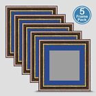 Photo Frame Brown Gold 7x7 inch Multi Pack x5 Incl Blue Mount 5x5 Print Art
