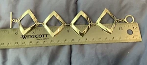 Womens Sterling Silver Bracelet 925 Triangle Shape Stations Solid Hinged NEW 7.5 - Picture 1 of 3