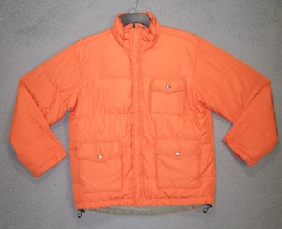 Chaqueta J CREW Adulto Pequeña Naranja Abajo Puffer 6 Bolsillos Manga Larga Exterior Para Hombres Foto 1 de 4
