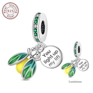 PANDACH 925 Sterling Silber Armband Charm Leuchtender Glühwürmchen Anhänger DIY - Bild 1 von 7