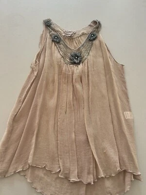 Blusa bordada transparente de seda tamanho P/M - Imagem 1 de 3