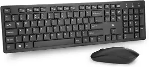 Rii RK200 2.4G Quiet Office Wireless Keyboard and Mouse Combo Set Black - Picture 1 of 4