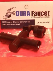 DURA FAUCET RV EXT SHOWER DIVERTER TEE REPL BLACK - DF-RK910-BK Free Shipping! - Foto 1 di 6