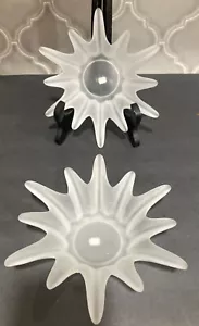 2-Partylite Splash Sunburst Frosted Glass Candle Holder White Ball Mexico - Picture 1 of 5