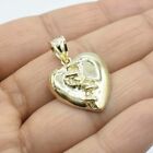 1 1/4" Stitched Heart Pendant Real Solid 10K Yellow Gold