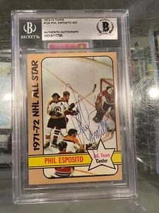 1972-73 TOPPS #124 PHIL ESPOSITO BOSTON BRUINS SIGNED HOCKEY CARD BECKETT - Picture 1 of 1