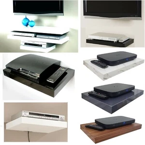 Floating Media Shelves Shelf For DVD SKY BOX TV AV Xbox Wall Mounted Kit Gloss - Picture 1 of 19