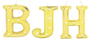 Adorno inicial colgante de luz LED 4,3""x3,3"" oro letra B o J o H - Imagen 1 de 4