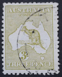 Australia 1913 Three Pence Die II Kangaroo with white flaw over T BW 12(1)d used - Picture 1 of 1